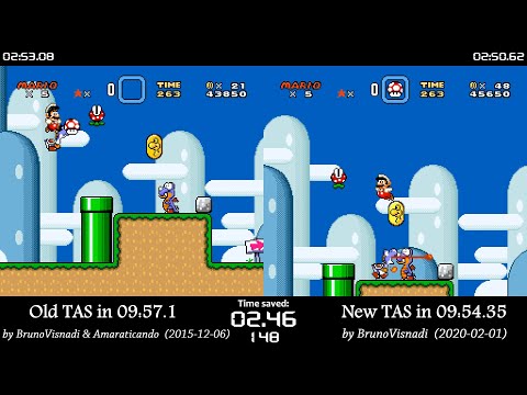 [TAS Comparison] Super Mario World "warps/any%" in 09:54.35 by BrunoVisnadi