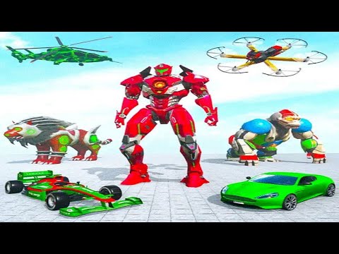 Multi Robot Transforming Games: Lion Helicopter Robot Fights - Android Gameplay