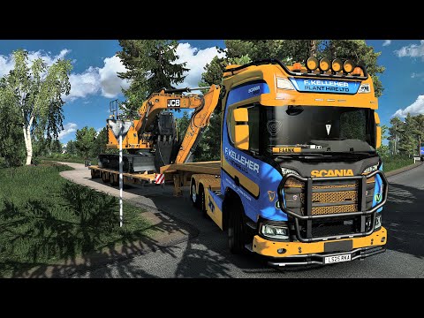 Scania XT Transporting JCB Excavator through LATVIA - Euro Truck Simulator #ets2