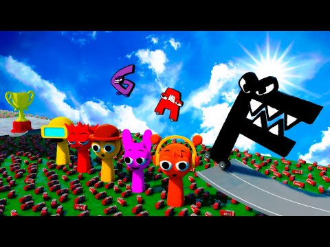 Alphabet Lore A-Z Cars Jump Over INCREDIBOX SPRUNKI 3D in Teardown