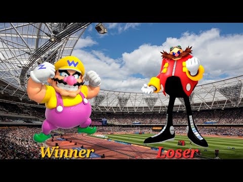 Mario & Sonic London 2012 Dr. Eggman Loses to Wario in 100m Sprint