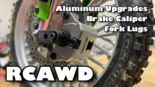 Losi ProMoto MX Upgrades - RCAWD Aluminum Fork Lugs and Brake Caliper