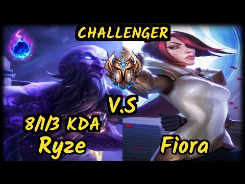 Hyuni (RYZE) vs FIORA - 8/1/3 KDA TOP CHALLENGER GAMEPLAY - KR