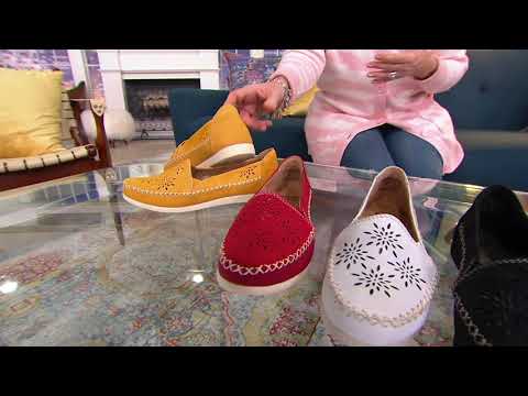 Earth Origins Perforated Leather Slip-Ons - Lorelai on QVC