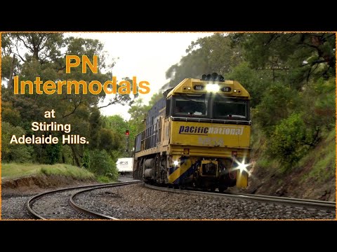 Pacific National Intermodal / Steel trains at Stirling. SA.