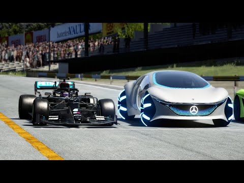 F1 2020 Mercedes AMG W11 Lewis Hamilton vs Mercedes-Benz Vision AVTR vs Koenigsegg Jesko Absolut