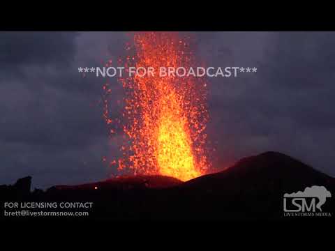 5-18-2018 Kapoho, Hi Extreme close up of lava geyser, lava flows and burned home 4k