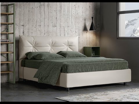 Lit 160x190 cm simili cuir blanc avec coffre Dany