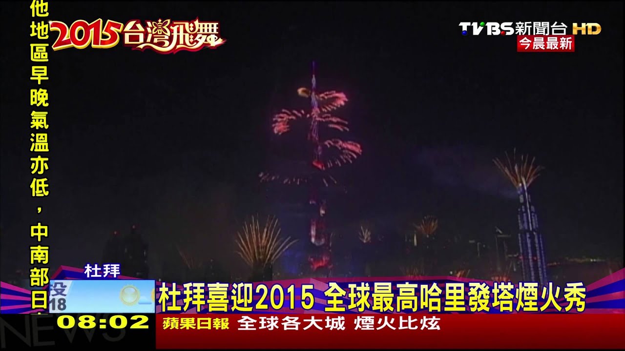超華麗花火水舞光影秀 杜拜熱鬧迎新年