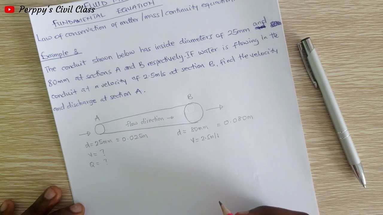 Fluid Mechanics - Law of Conservation of Mass/Matter/Continuity Equation. Example 3