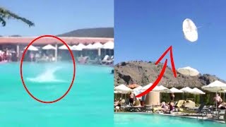 Watch: Mini tornado strikes hotel pool in Greece