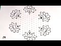 17*9 dots rangoli|simple flowers and deepam rangoli|easy chukkala muggu|BY JM CREATIONS