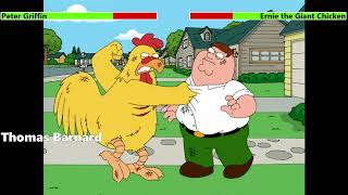 Peter Griffin vs. Ernie the Giant Chicken (Third Fight) with healthbars