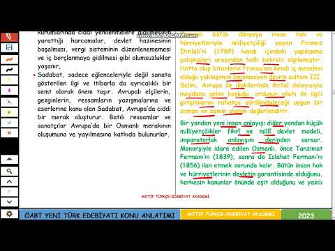12-ÖABT YENİ TÜRK EDEBİYATI-OSMANLI İMPARATORLUĞU VE FRANSIZ İHTİLALİ