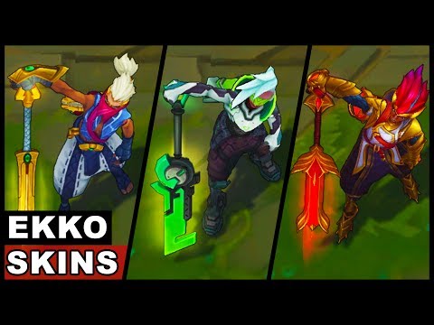 All Ekko Skins Spotlight SKT T1 PROJECT Sandstorm Academy (League of Legends)