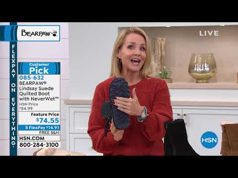 BEARPAW Lindsay Suede Quilted Boot with NeverWet