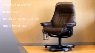 Stressless Sunrise Office Chair in Paloma Chocolate Leather and Black Wood Base by Ekornes
