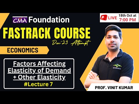 Elasticity of Demand Lecture 7 | Economics Fastrack Course CMA Foundation | By Prof Vinit Kumar