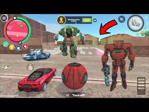 Rope Hero Vice Town - (Transformer Ball on Small Red Car) Transformer Robot Ball Fight Car Robot