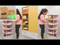 Transform Cardboard Into A Large Cabinet And Rotating Shoe Rack