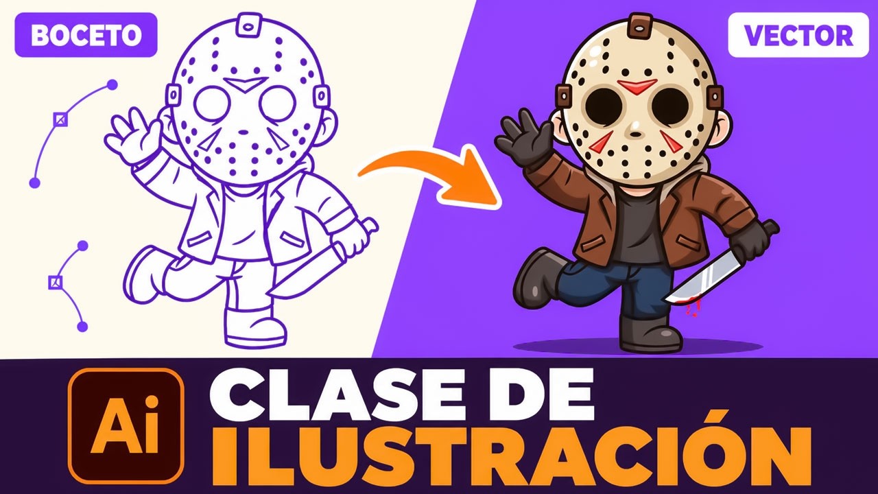🖌️ Illustrator Tutorial | Illustración Halloween Jason | Paso a paso