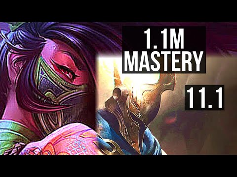 AKALI vs PANTHEON (MID) | 11/3/15, 1.1M mastery, Dominating | KR Diamond | v11.1