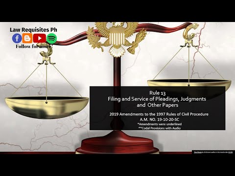 Rule 13 of the 2019 Revised Civil Procedure, Rules of Court, (A.M. NO. 19-10-20-SC) |Codal and Audio