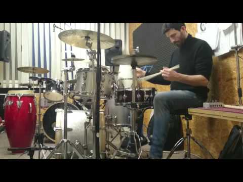 Giancarlo Mura warming up on drums