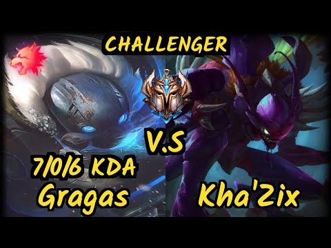 Lamabear (GRAGAS) vs KHA'ZIX - 7/0/6 KDA JUNGLE CHALLENGER GAMEPLAY - EUW