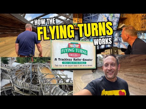 How FLYING TURNS Works At Knoebels! Behind The Scenes World's Only Wooden Trackless Roller Coaster