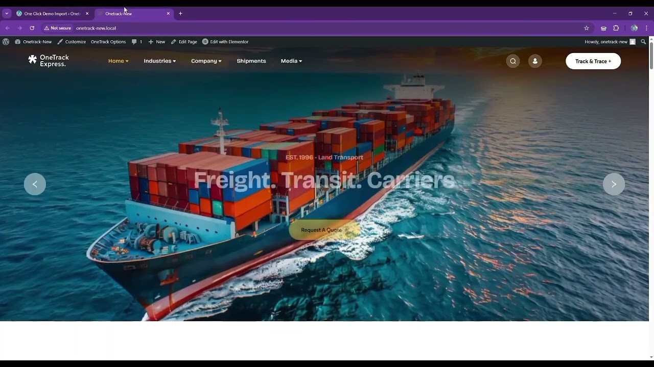Easy Demo Import & Setup Guide | Onetrack – Logistics & Transportation WordPress Theme