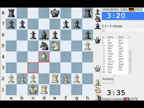 Chess World.net: LIVE Blitz #1725 vs YARDBIRD (GM Eric Lobron) (2502) - Caro-Kann - Scalp Alert!