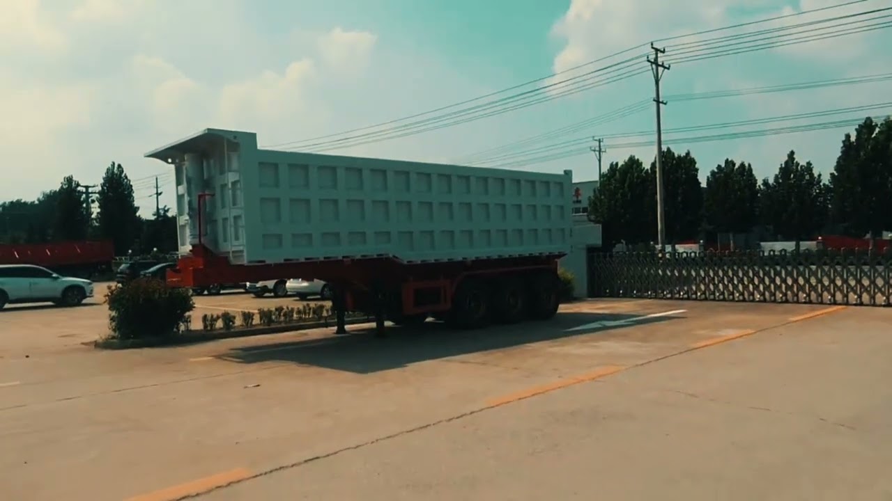 white color 45 cube end dump trailer