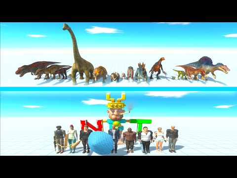 ALL DINOSAURS Team vs MODERN HUMANS Team - Animal Revolt Battle Simulator ARBS