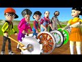 Scary Teacher 3D vs Squid Game WoodWheel Level Max vs Domino Honeycomb Candy Shape 5 Times Challenge