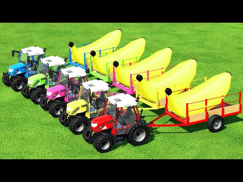 LOAD & TRANSPORTING GIANT BANANAS WITH RIGITRAC TRACTORS - Farming Simulator 22