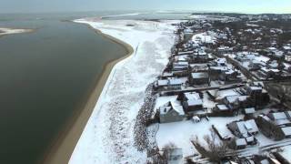 4k Aerials of Chatham, Cape Cod's Shore Road in Snow
