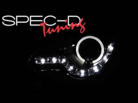 SPECDTUNING DEMO VIDEO: 2006-2010 VOLKSWAGEN PASSAT R8 STYLE LED DRL HALO PROJECTOR HEADLIGHTS