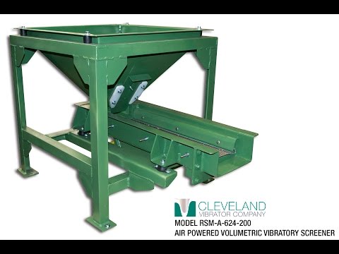 Air-Powered Volumetric Vibratory Screener for Settling Animal Feed - Cleveland Vibrator Co.