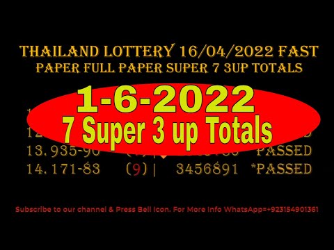 1-6-2022 Thailand lottery 16-04-2022 fast paper full paper super 7 3up totals