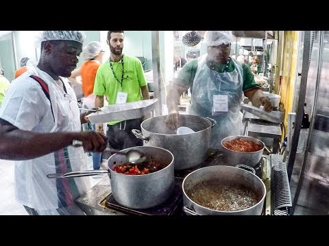 Street Food from Malawi. Huge Pans Cooking Small Sardines, Corn Flour and More