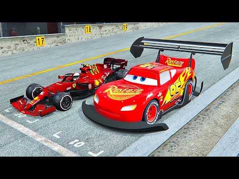 Lightning McQueen GTR vs Ferrari F1 2021 - Drag Race 10 KM