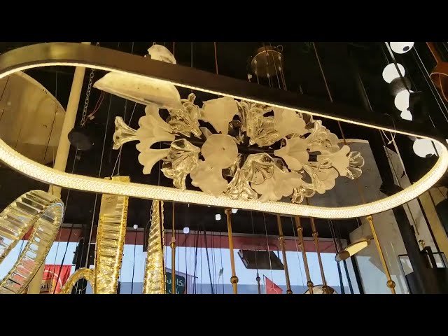 نجفة ليد ازهار زجاج اسود 120 سم مع ريموت اضاءة