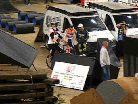 Danny Macaskill Swiss Flip at Sheffield X trials 2016. Drop an Roll tour