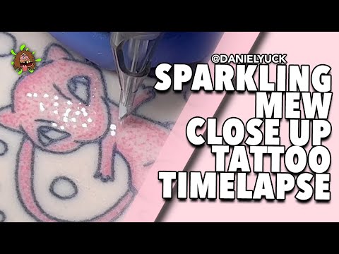 Sparkling Mew Close Up Tattoo Timelapse