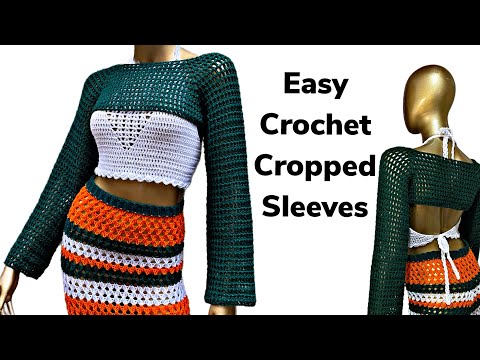 Crochet cropped mesh sleeves tutorial / crochet shrug / crochet bolero tutorial