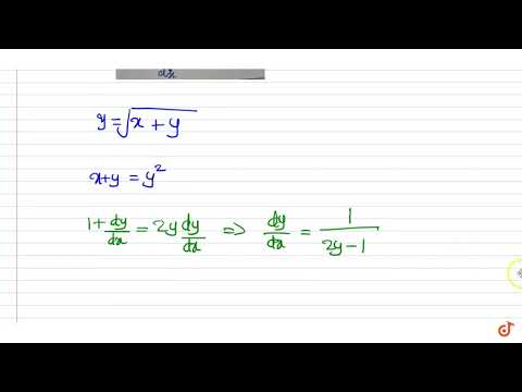 `y=sqrt(x+sqrt(x+sqrt(x+....+oo)))`. Find `dy/dx`