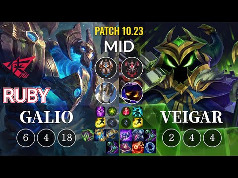 RW Ruby Galio vs Veigar Mid - KR Patch 10.23