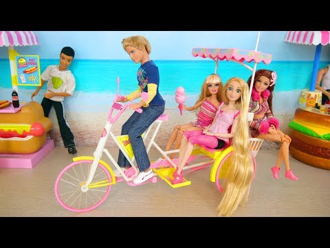 Doll Bike Trailer ; Barbie Beach Taxi Poupée Barbie Vélo de plage Strand Fahrrad Boneka Sepeda