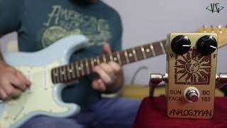 Video thumbnail for Analogman Sunface BC183 with Stratocaster and Muleskinner Amp by Visual Guy